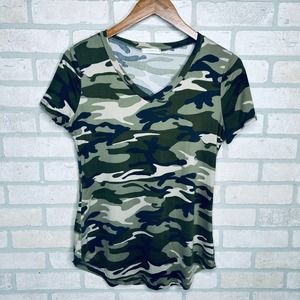 V-neck Camo Short Sleeve T-shirt Buttery Soft
